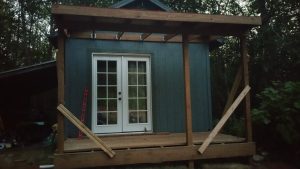 Covered patio for office shed